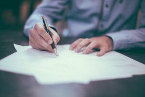 Legal documents and paperwork on a desk